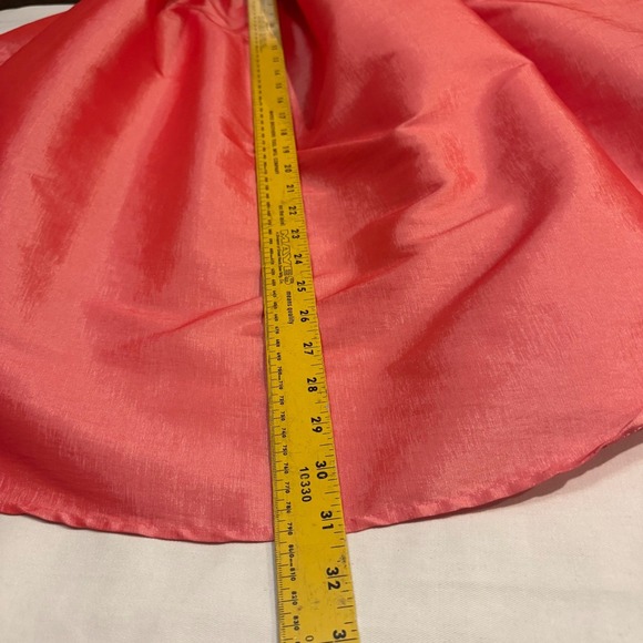 Touch Me Coral Pink High Low Skirt Pleated Tie Waist A-Line Formal Party Sz M - Picture 10 of 10